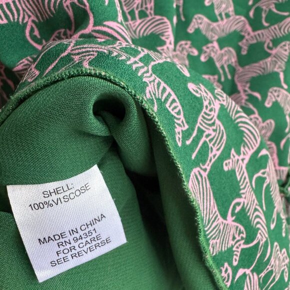 Joy Joy Blouse XS--Green & Pink Zebra Print Peplum Ruffle Long Sleeve Top - Picture 4 of 7